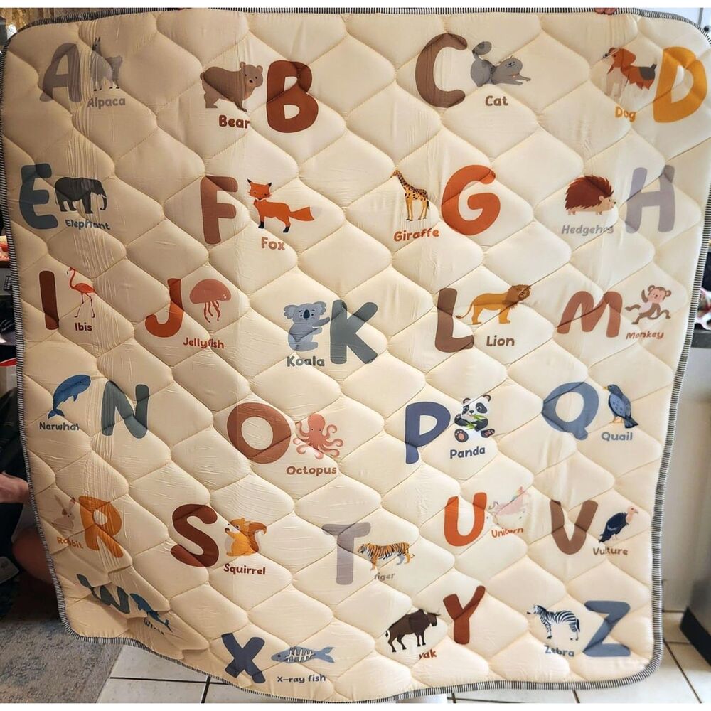 Animal Alphabet Baby Play Mat 47x47 Extra Thick Washable Non-Slip